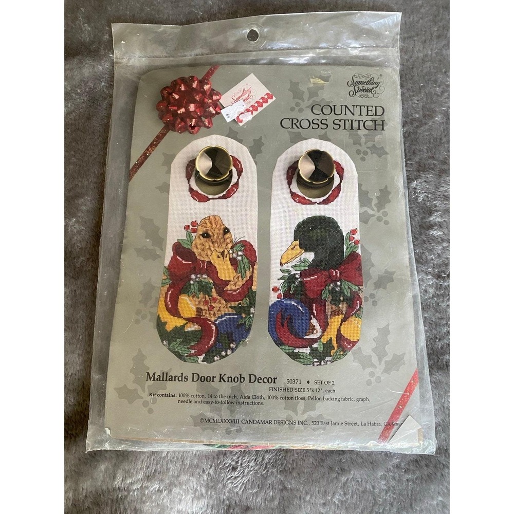 Something Special DIY Counted Cross Stitch Kit Mallards Door Knob Sewing NOS